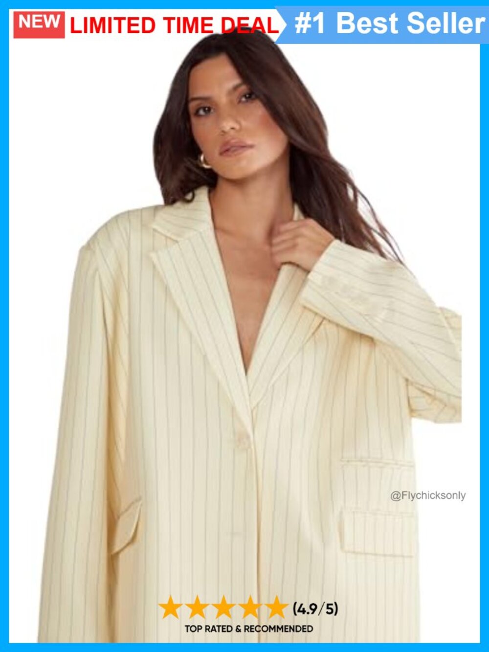 Pinstripe Tailored Blazer Oversized Business Casual